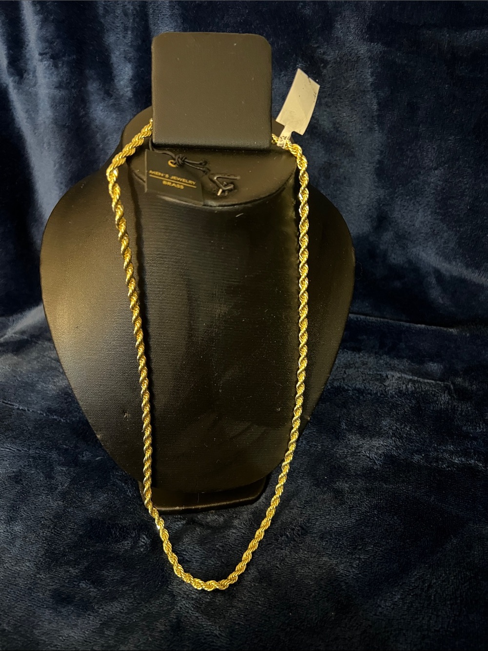 brass gold plated Rope Chain Necklace - Men Jewelry